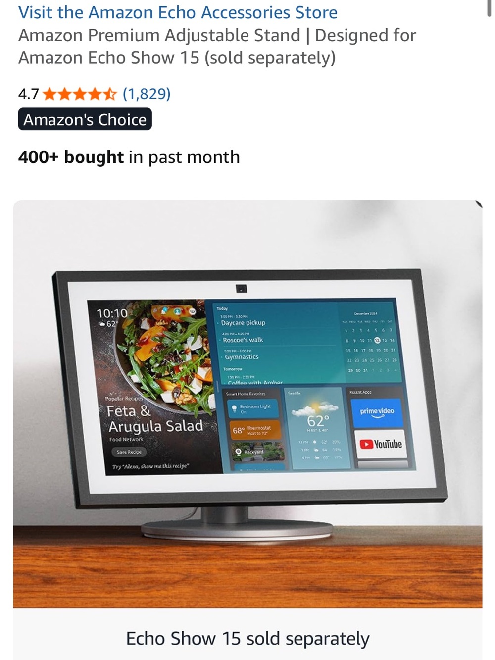 NEW Echo Show 15 Stand - Amazon Premium Adjustable Stand 360 degree swivel